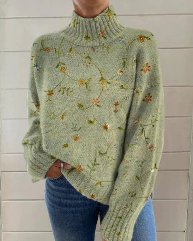 Frida | Warm Oversized Jumper with Floral Pattern