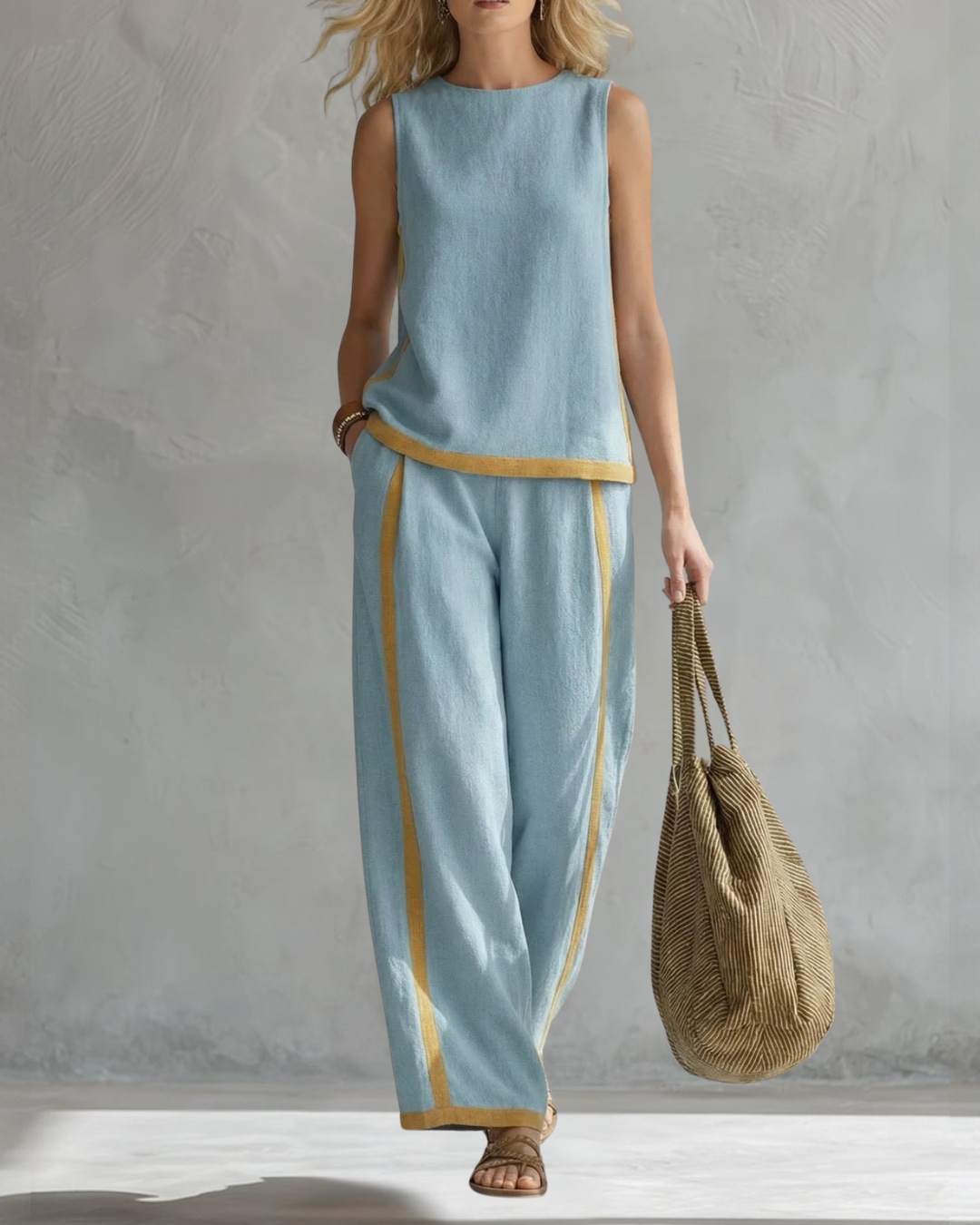 Leyla - Elegant Two Piece Set With Tank top and Loose Trousers