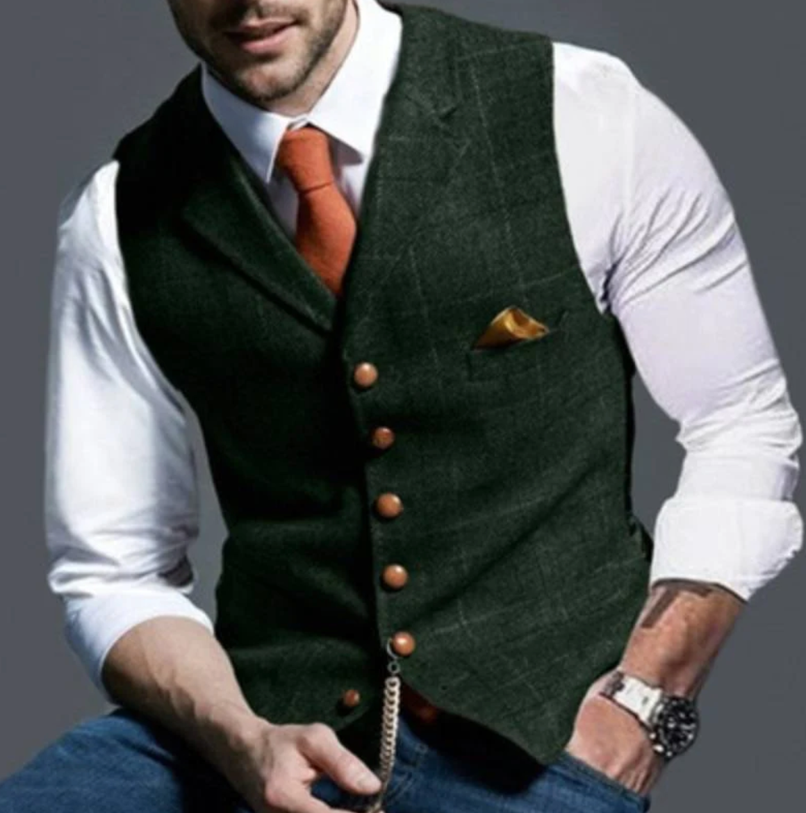 Samuel | Tailored Textured Waistcoat with Lapel Collar
