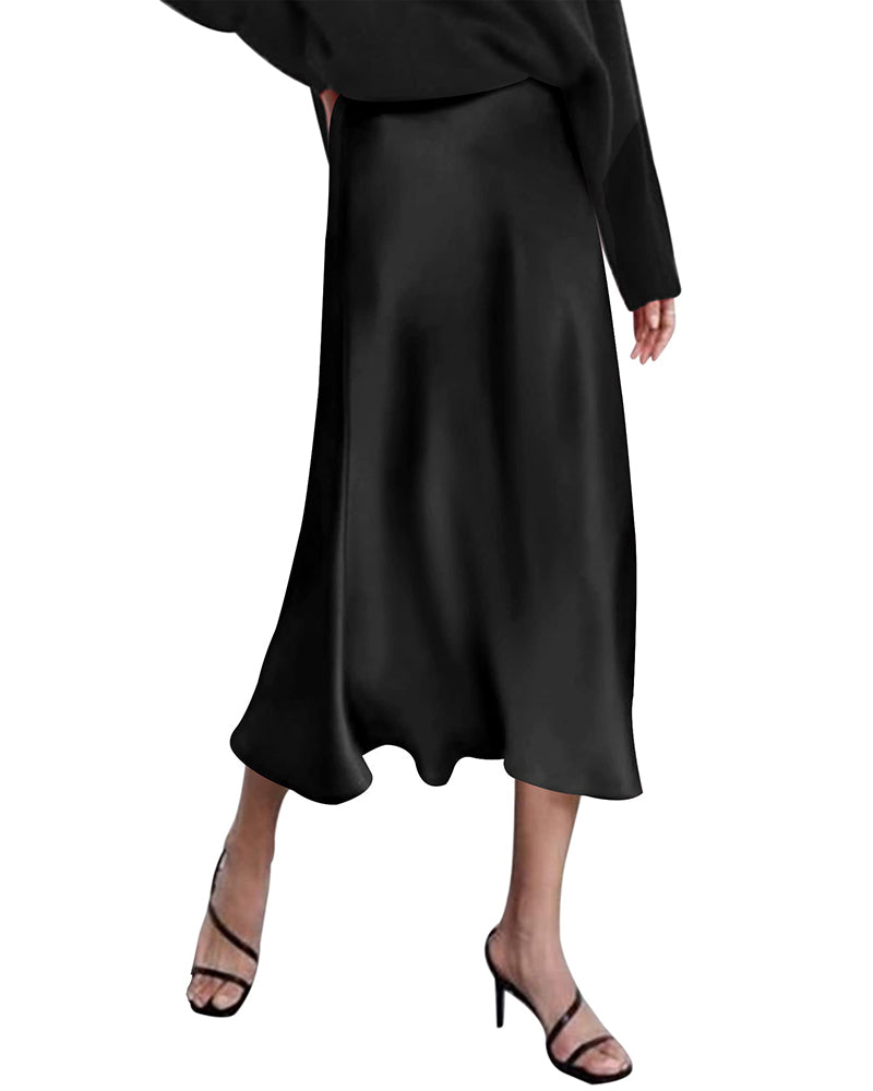Eleanor | Elegant Satin Midi Skirt