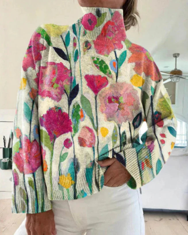 Francisca | Warm Oversized Jumper with Floral Pattern