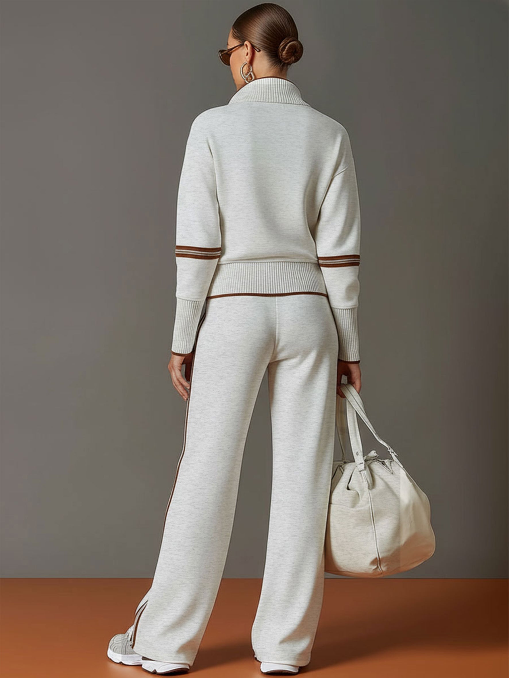 Mariette | Elegant Lounge Set With a Zipup & wide-leg trousers
