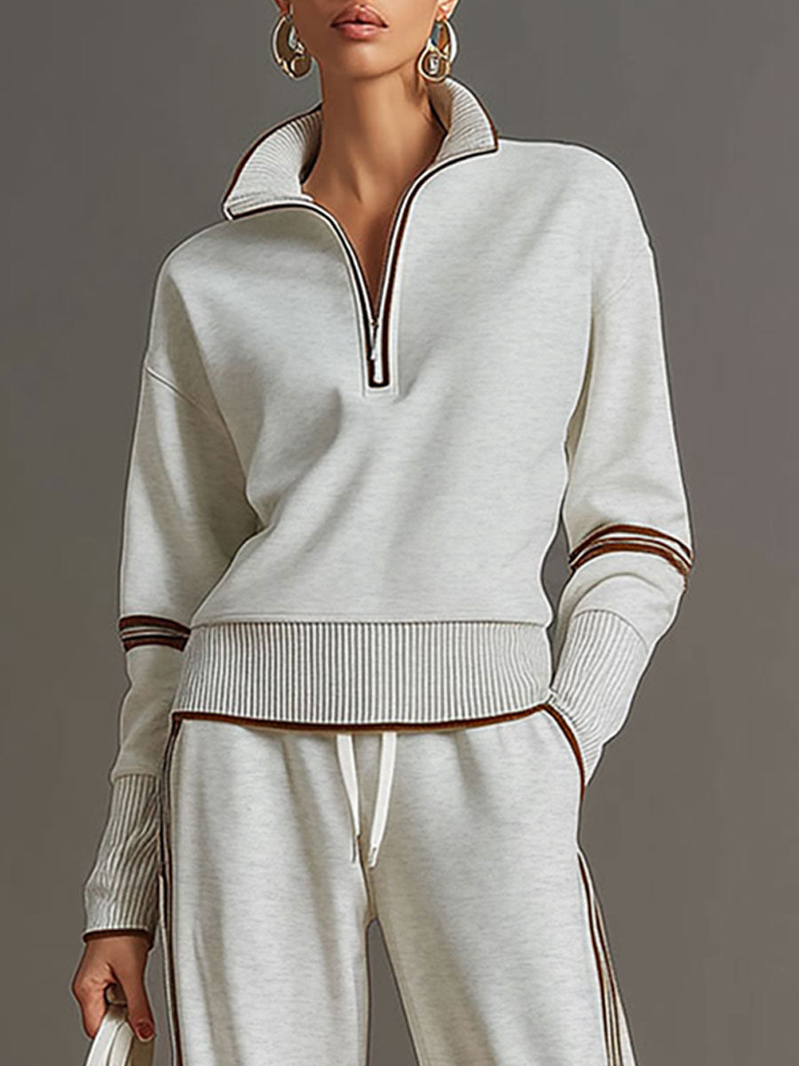 Mariette | Elegant Lounge Set With a Zipup & wide-leg trousers