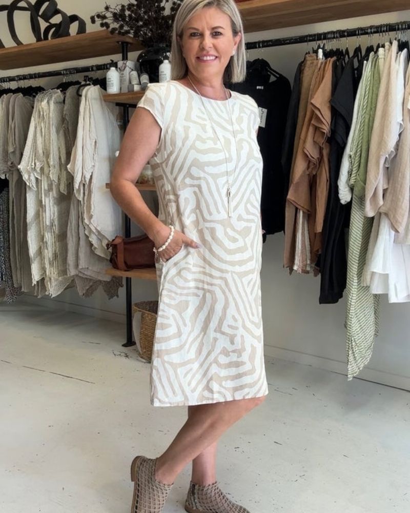 Hannah | patterned summer dress with a breathable blend