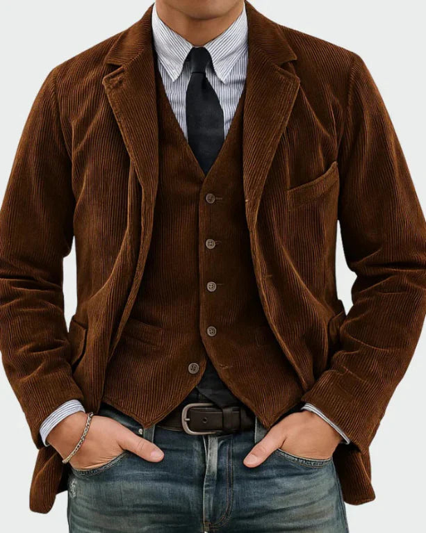 Timo | Two-Piece Set: Blazer and Waistcoat with Ribbed Pattern
