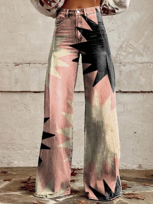 Cirilla | Vibrant Retro Wide-Leg Trousers
