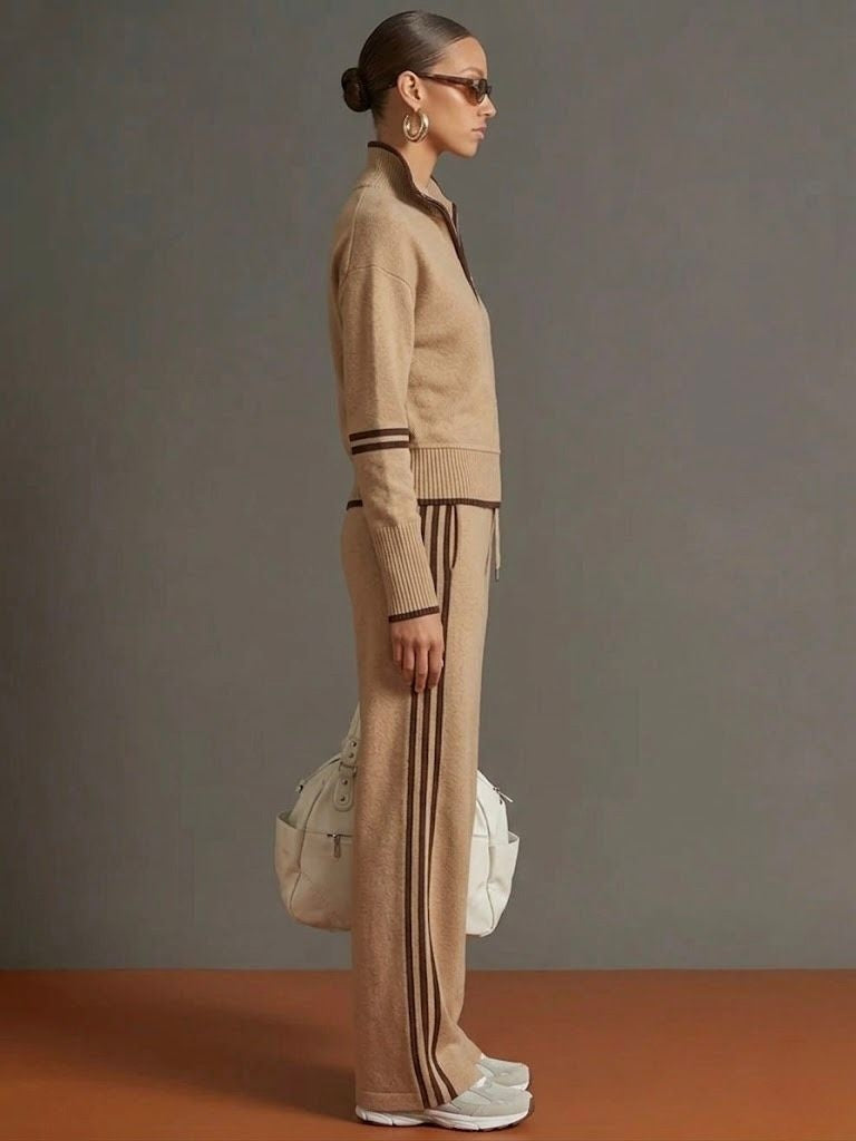 Mariette | Elegant Lounge Set With a Zipup & wide-leg trousers