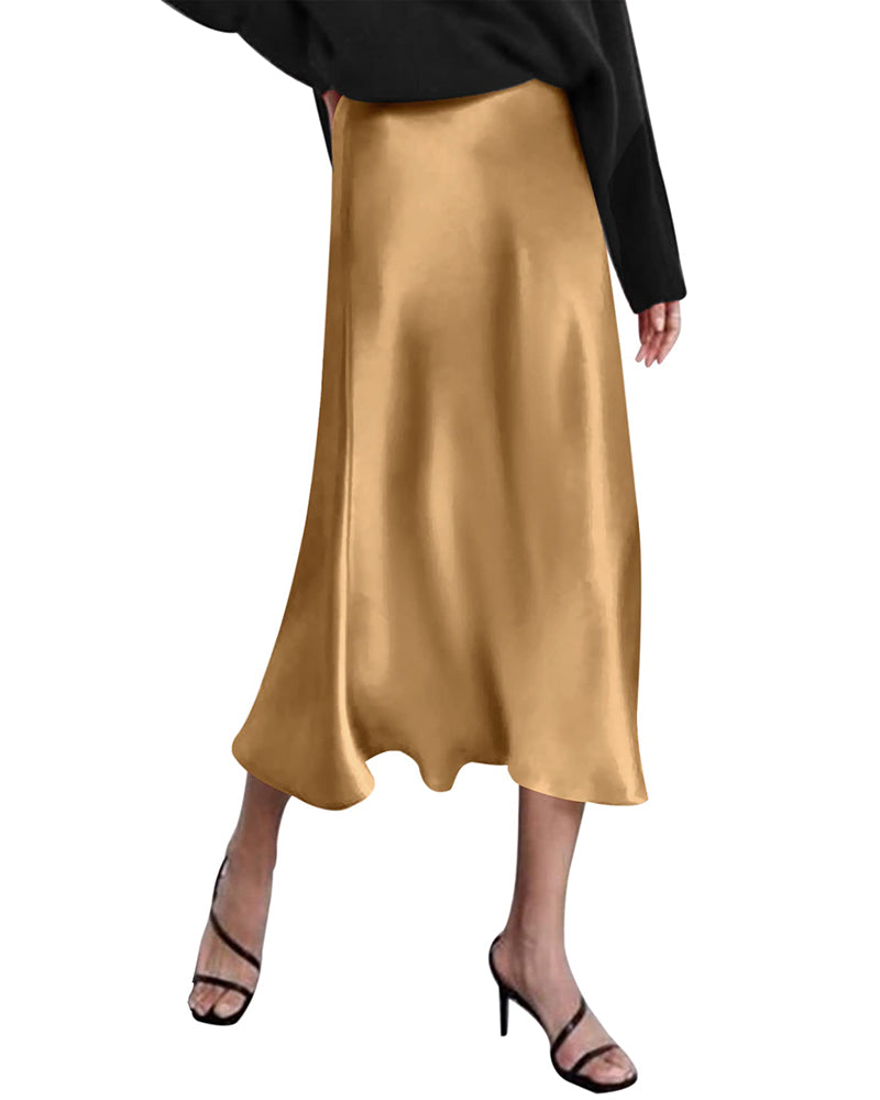 Eleanor | Elegant Satin Midi Skirt