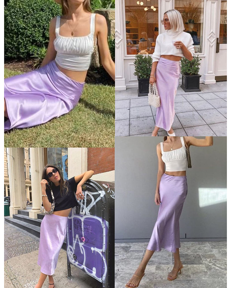 Eleanor | Elegant Satin Midi Skirt