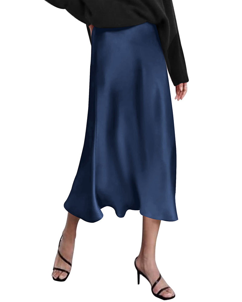 Eleanor | Elegant Satin Midi Skirt