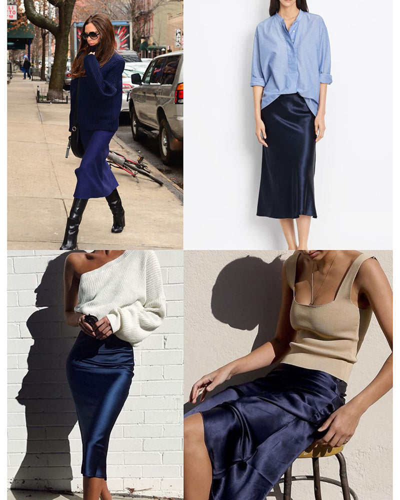 Eleanor | Elegant Satin Midi Skirt